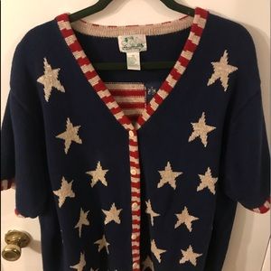 Quacker factory red,white , blue , sweater